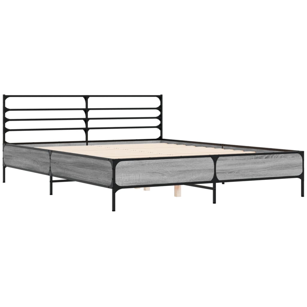 vidaXL Bed Frame without Mattress Grey Sonoma 160x200 cm