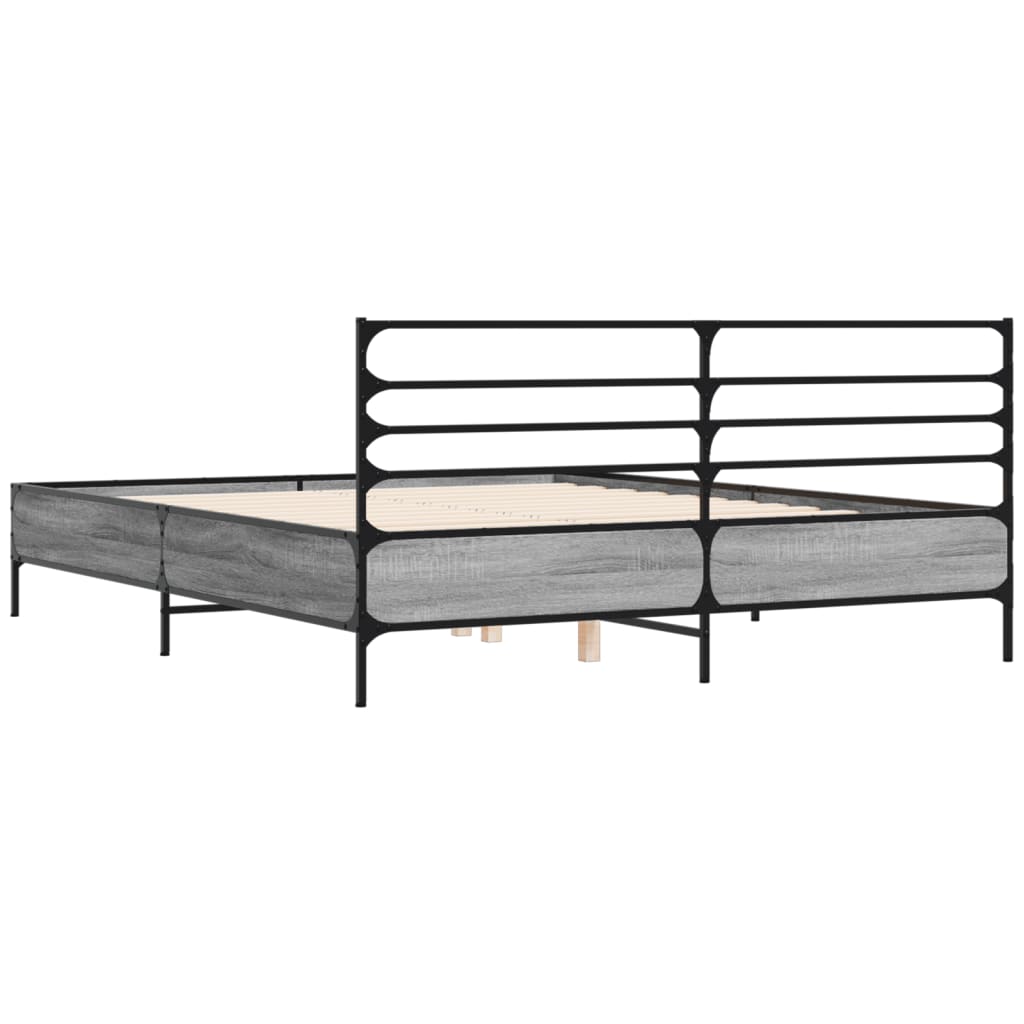 vidaXL Bed Frame without Mattress Grey Sonoma 160x200 cm