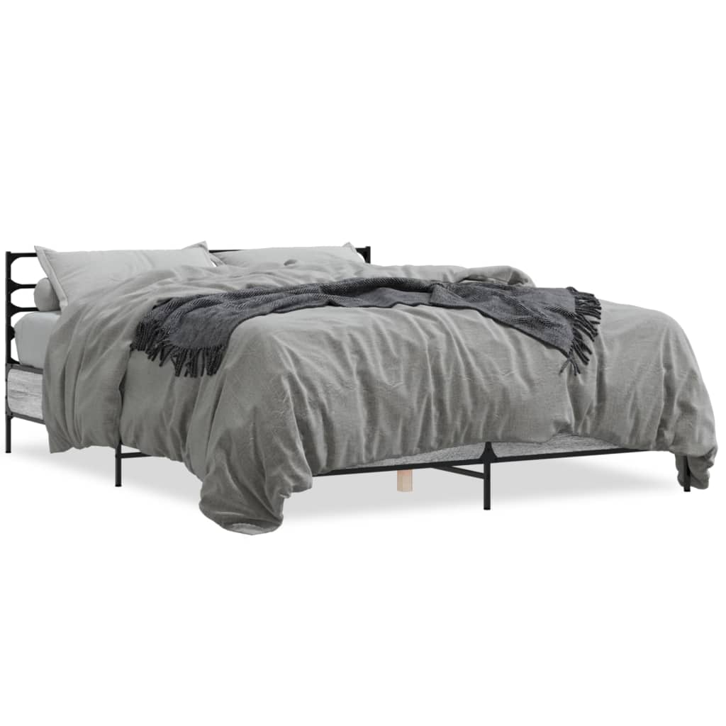 vidaXL Bed Frame without Mattress Grey Sonoma 160x200 cm