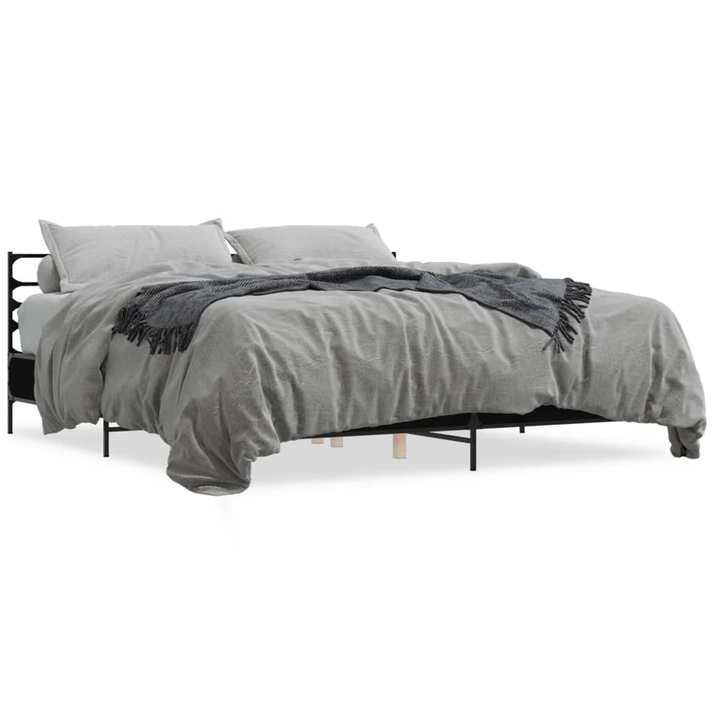 vidaXL Bed Frame without Mattress Black 180x200 cm Super King