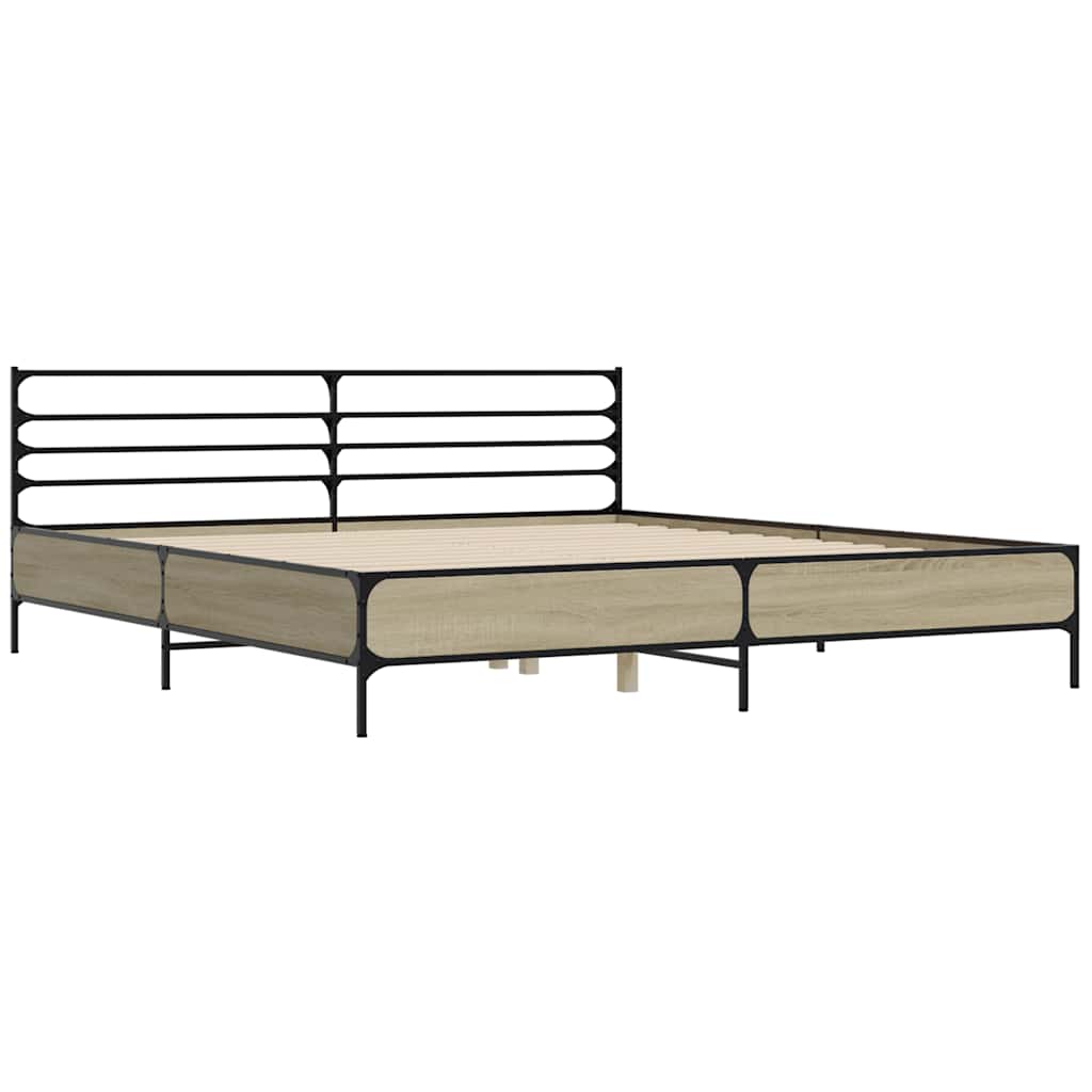 Bed Frame without Mattress Sonoma Oak 180x200 cm Super King