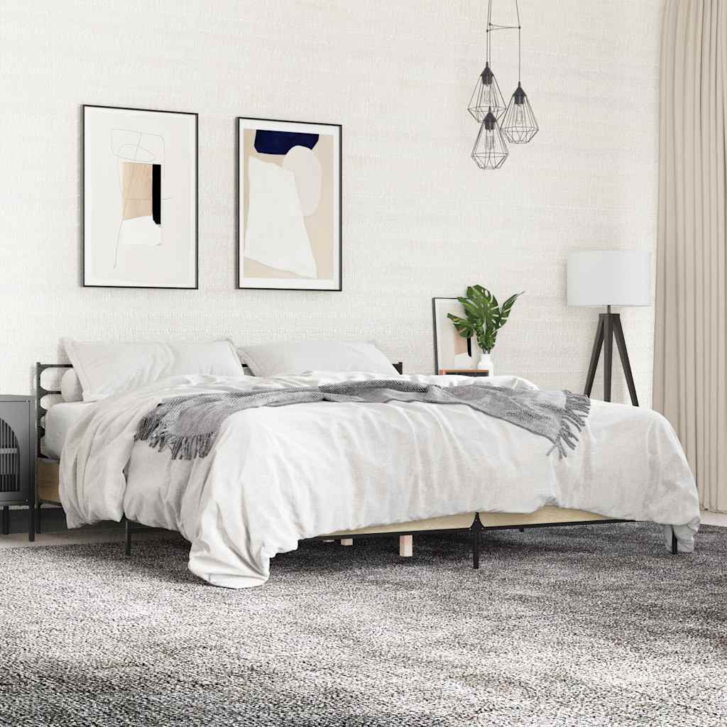Bed Frame without Mattress Sonoma Oak 180x200 cm Super King