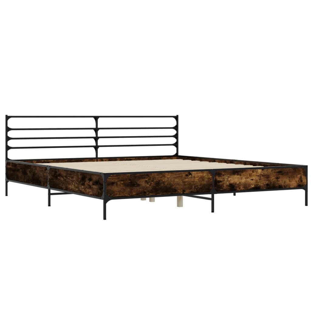 vidaXL Bed Frame without Mattress Smoked Oak 180x200 cm Super King