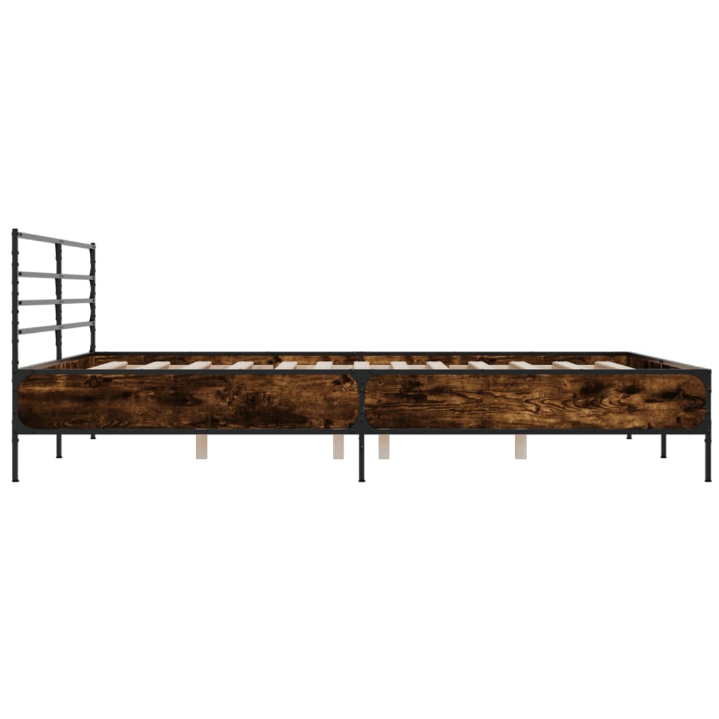 vidaXL Bed Frame without Mattress Smoked Oak 180x200 cm Super King