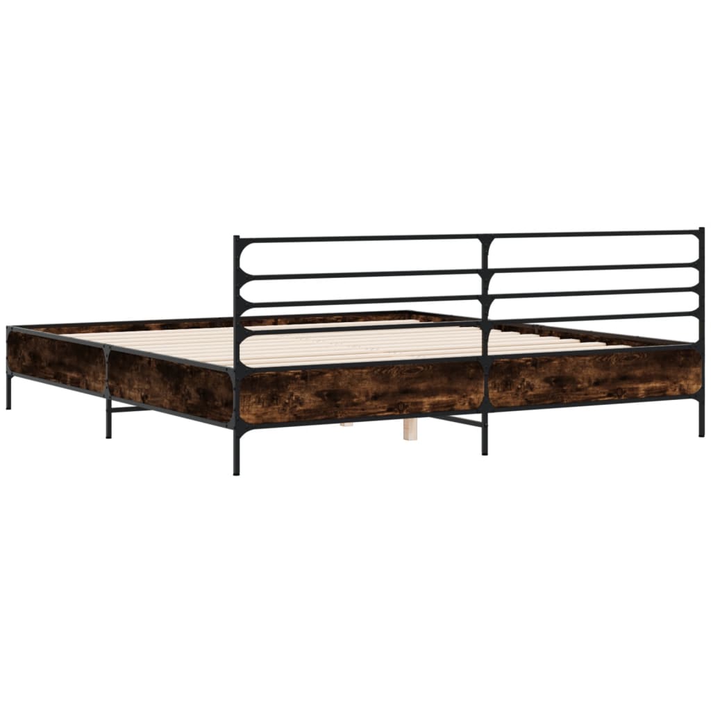 vidaXL Bed Frame without Mattress Smoked Oak 180x200 cm Super King