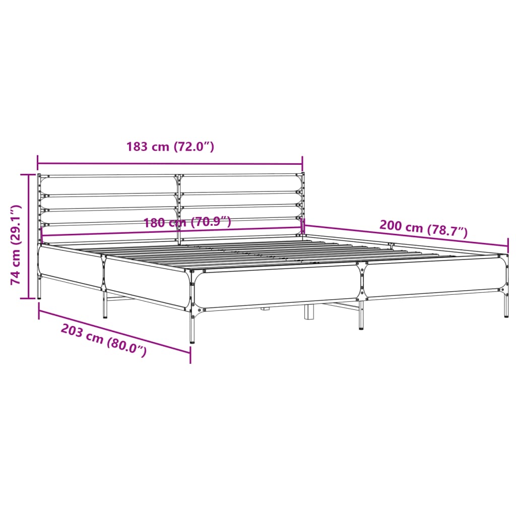 vidaXL Bed Frame without Mattress Smoked Oak 180x200 cm Super King