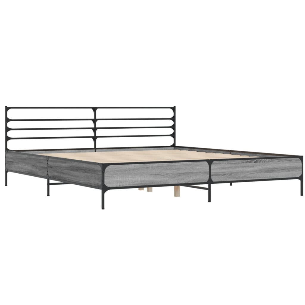 vidaXL Bed Frame without Mattress Grey Sonoma 180x200 cm Super King