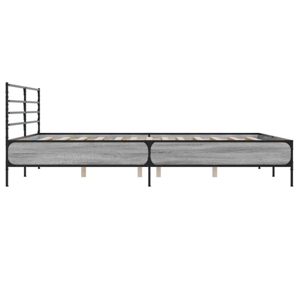 vidaXL Bed Frame without Mattress Grey Sonoma 180x200 cm Super King