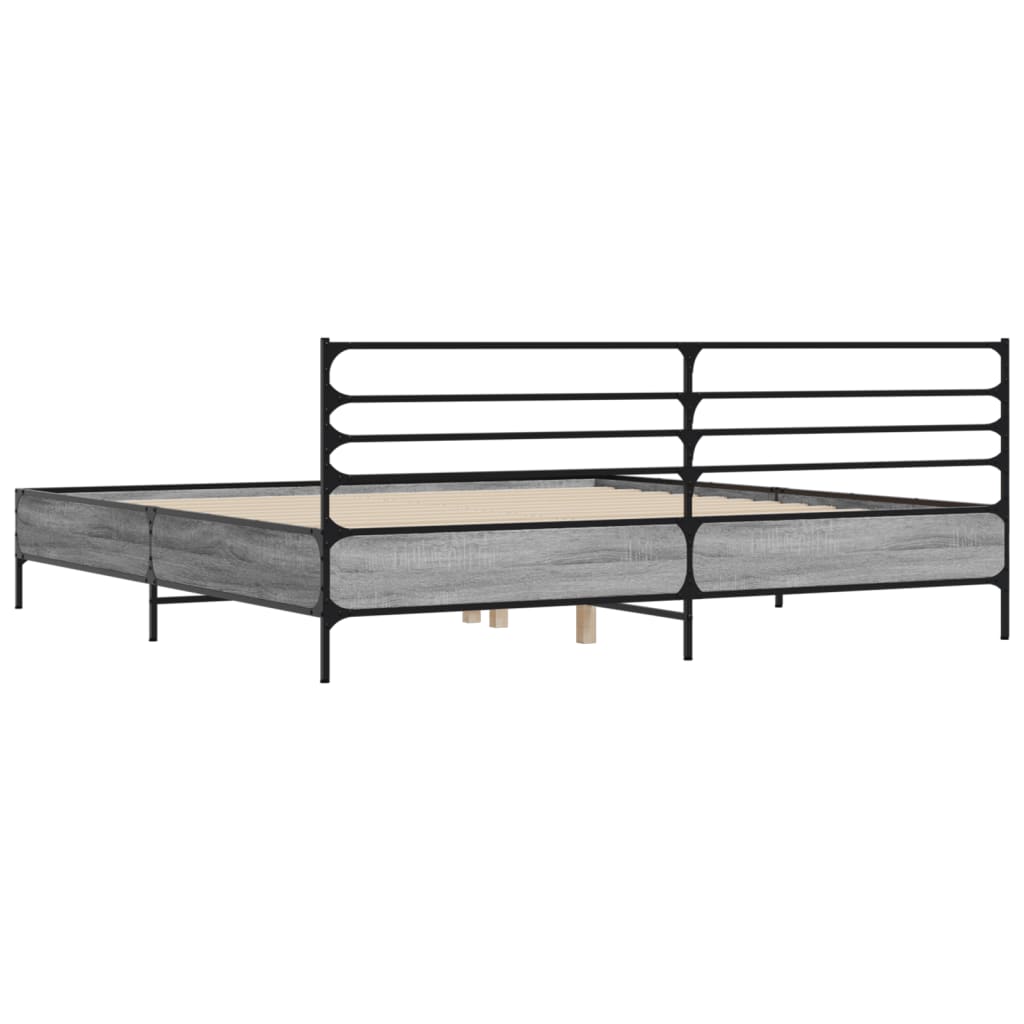 vidaXL Bed Frame without Mattress Grey Sonoma 180x200 cm Super King