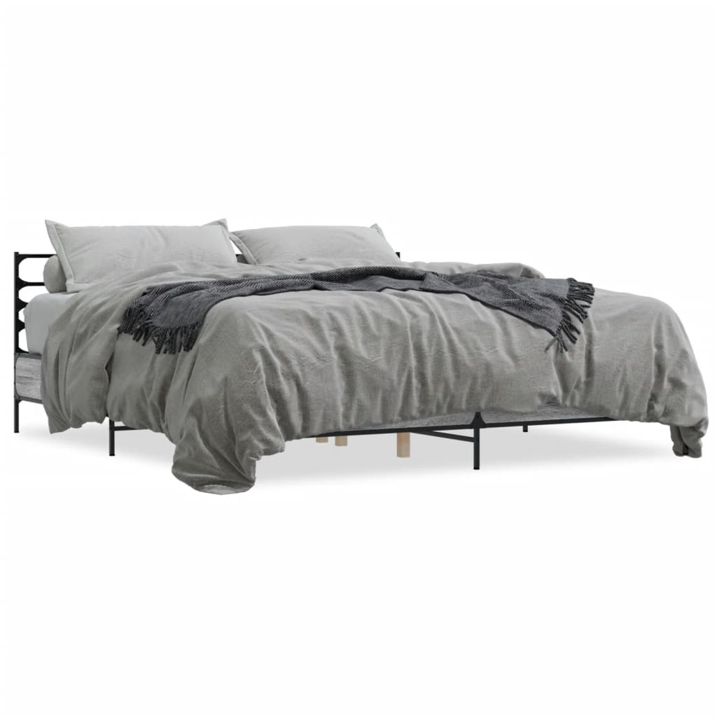 vidaXL Bed Frame without Mattress Grey Sonoma 180x200 cm Super King