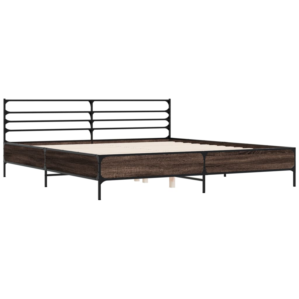 vidaXL Bed Frame without Mattress Brown Oak 180x200 cm Super King