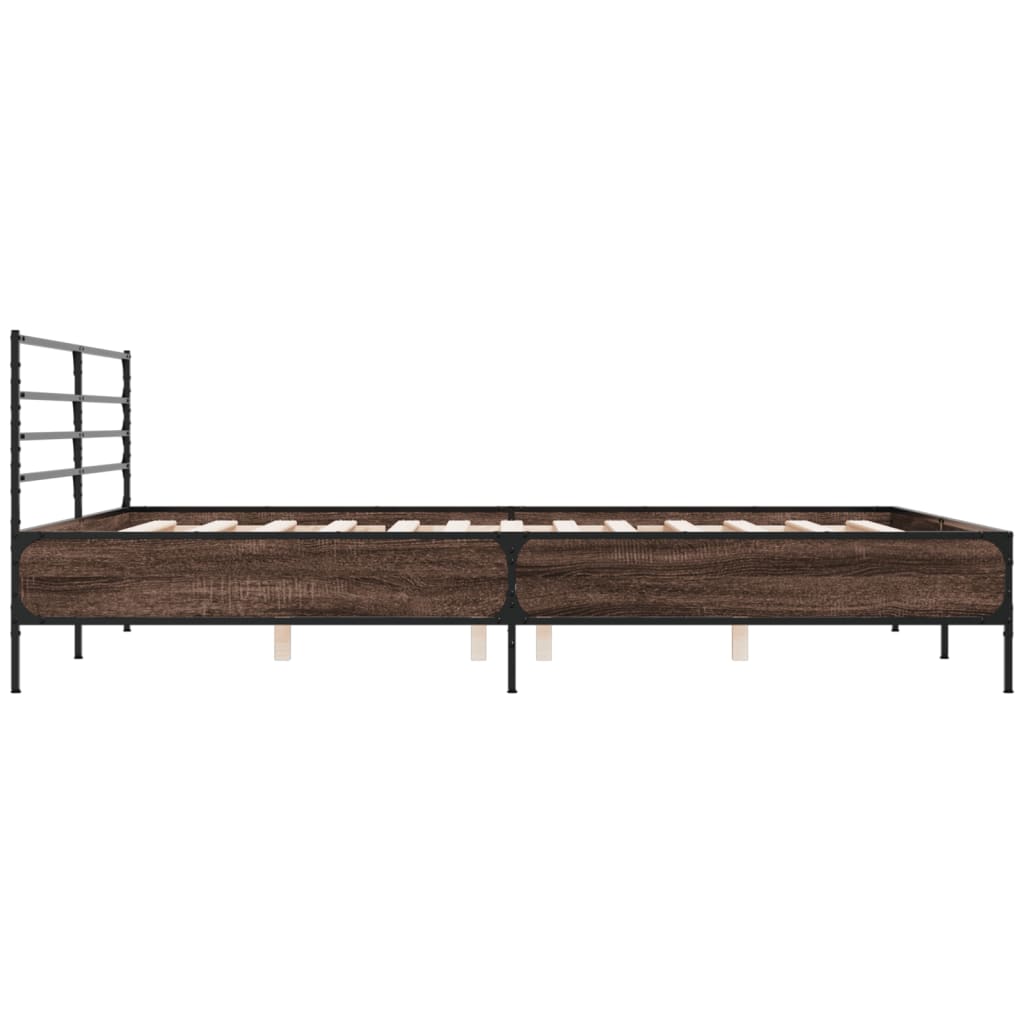 vidaXL Bed Frame without Mattress Brown Oak 180x200 cm Super King