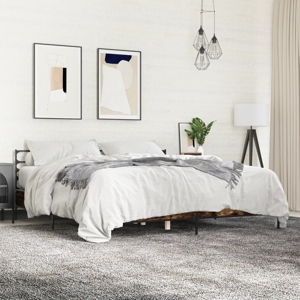 Bed Frame without Mattress Smoked Oak 200x200 cm