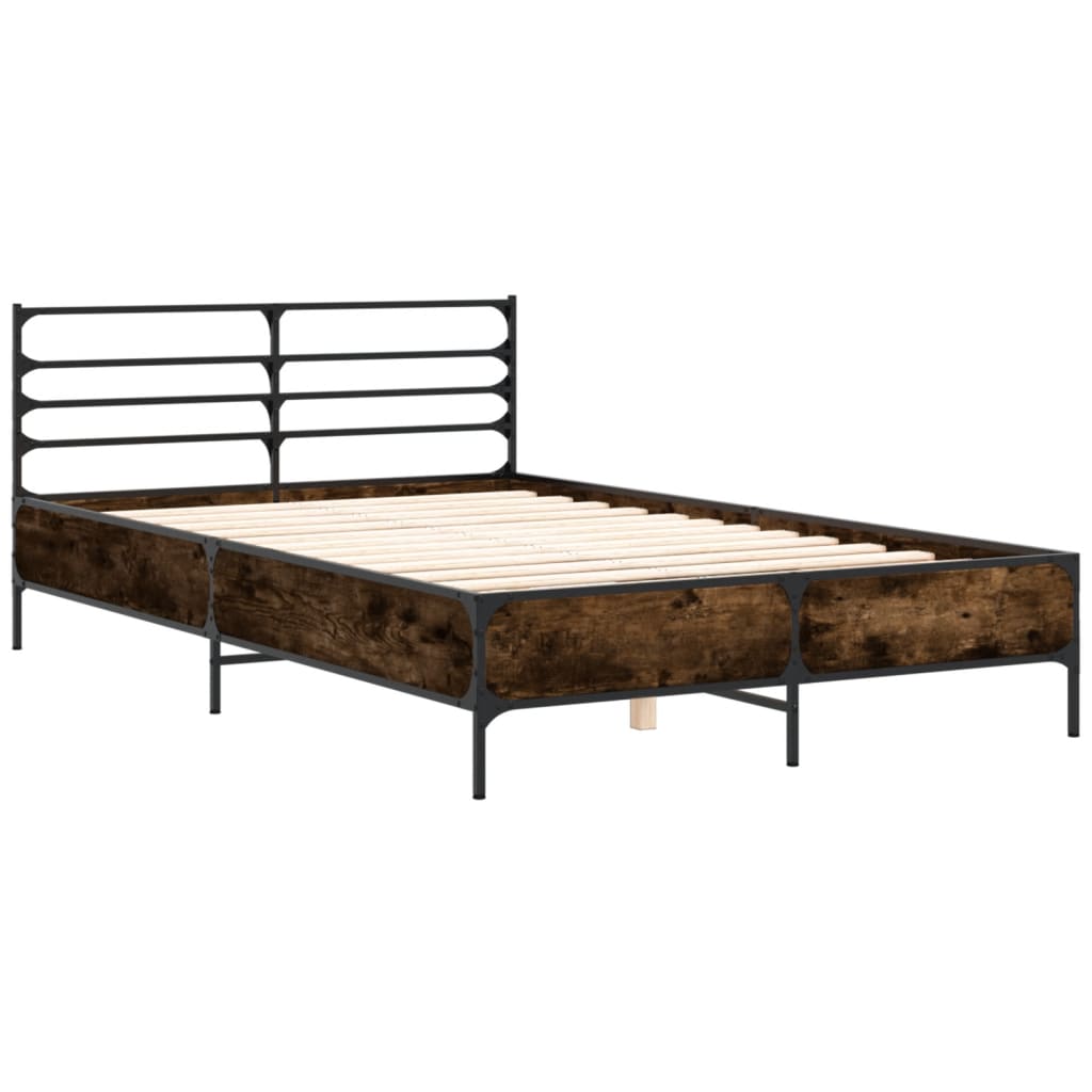 vidaXL Bed Frame without Mattress Smoked Oak 120x190 cm Small Double