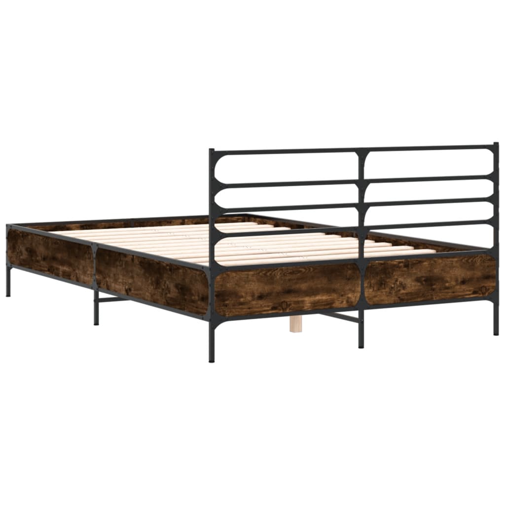 vidaXL Bed Frame without Mattress Smoked Oak 120x190 cm Small Double