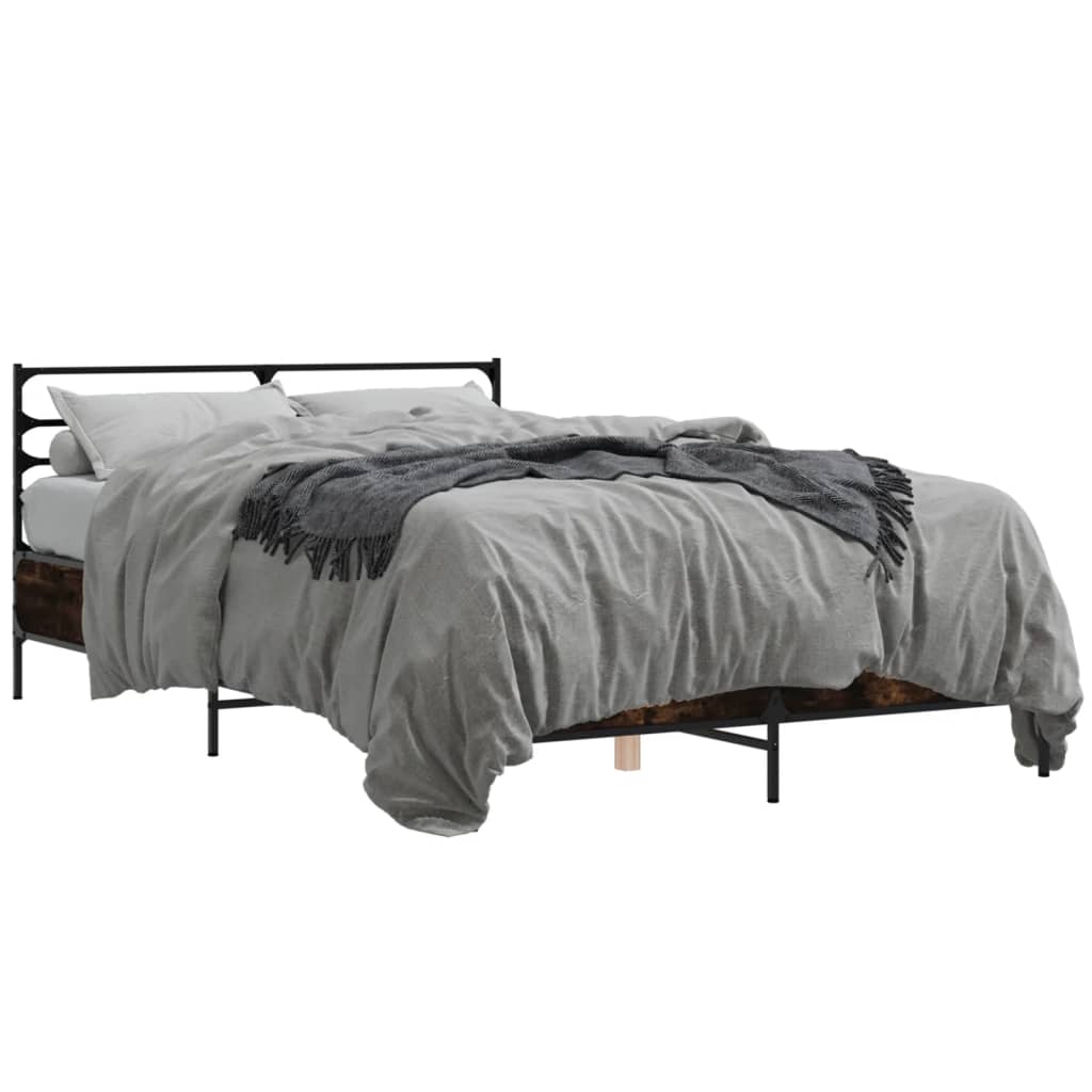 vidaXL Bed Frame without Mattress Smoked Oak 120x190 cm Small Double