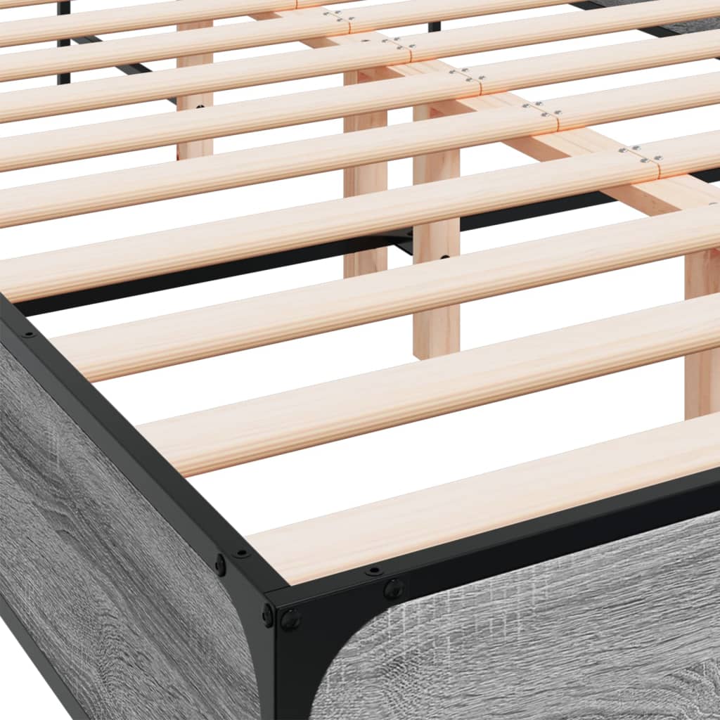 Bed Frame without Mattress Grey Sonoma 120x190 cm Small Double