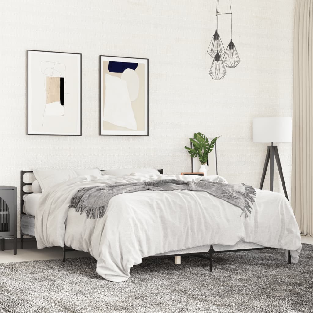Bed Frame without Mattress Grey Sonoma 120x190 cm Small Double
