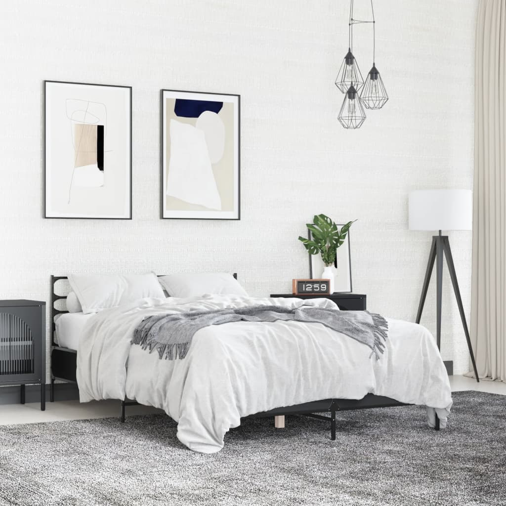 Bed Frame without Mattress Black 135x190 cm Double