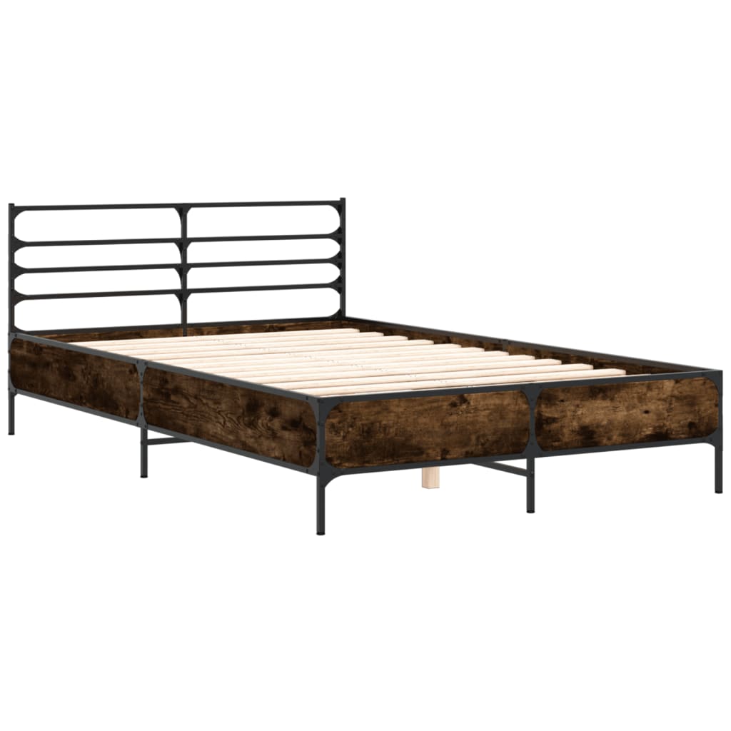 vidaXL Bed Frame without Mattress Smoked Oak 135x190 cm Double