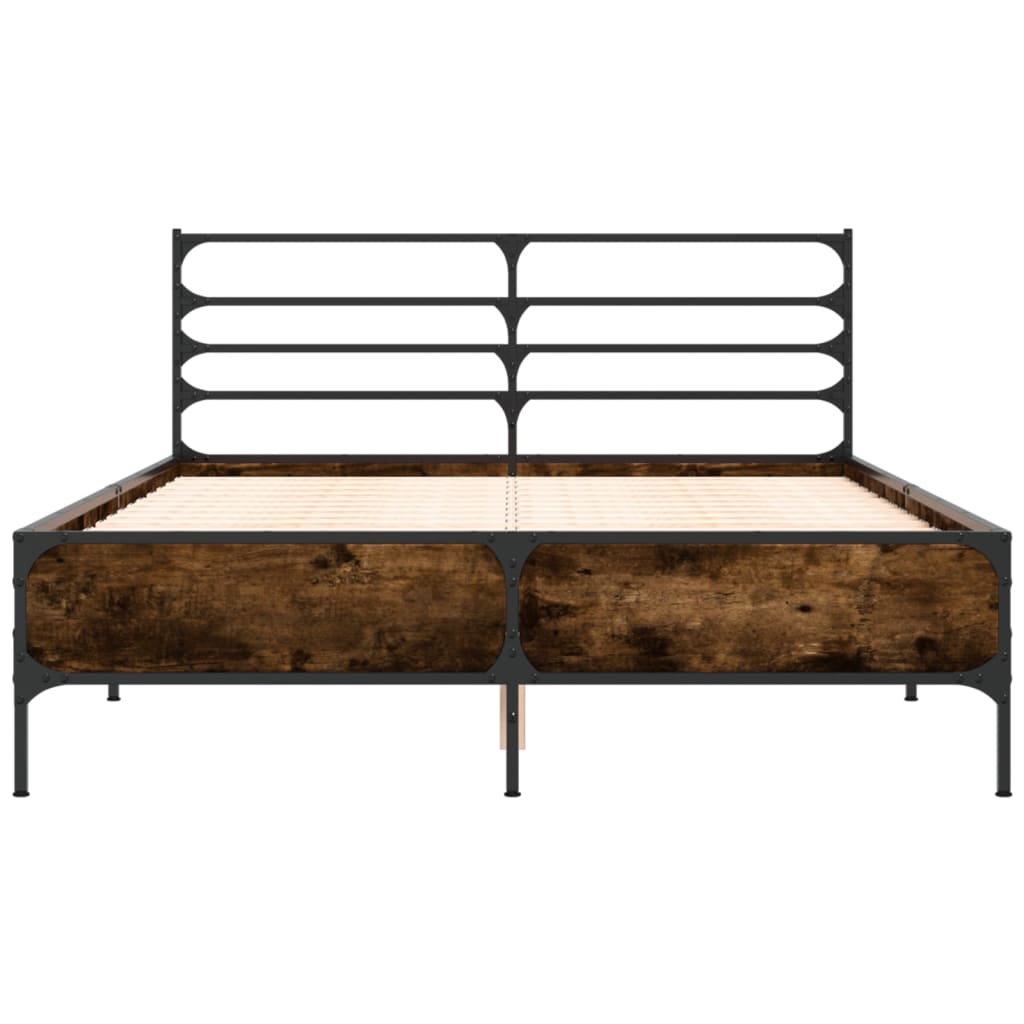 vidaXL Bed Frame without Mattress Smoked Oak 135x190 cm Double