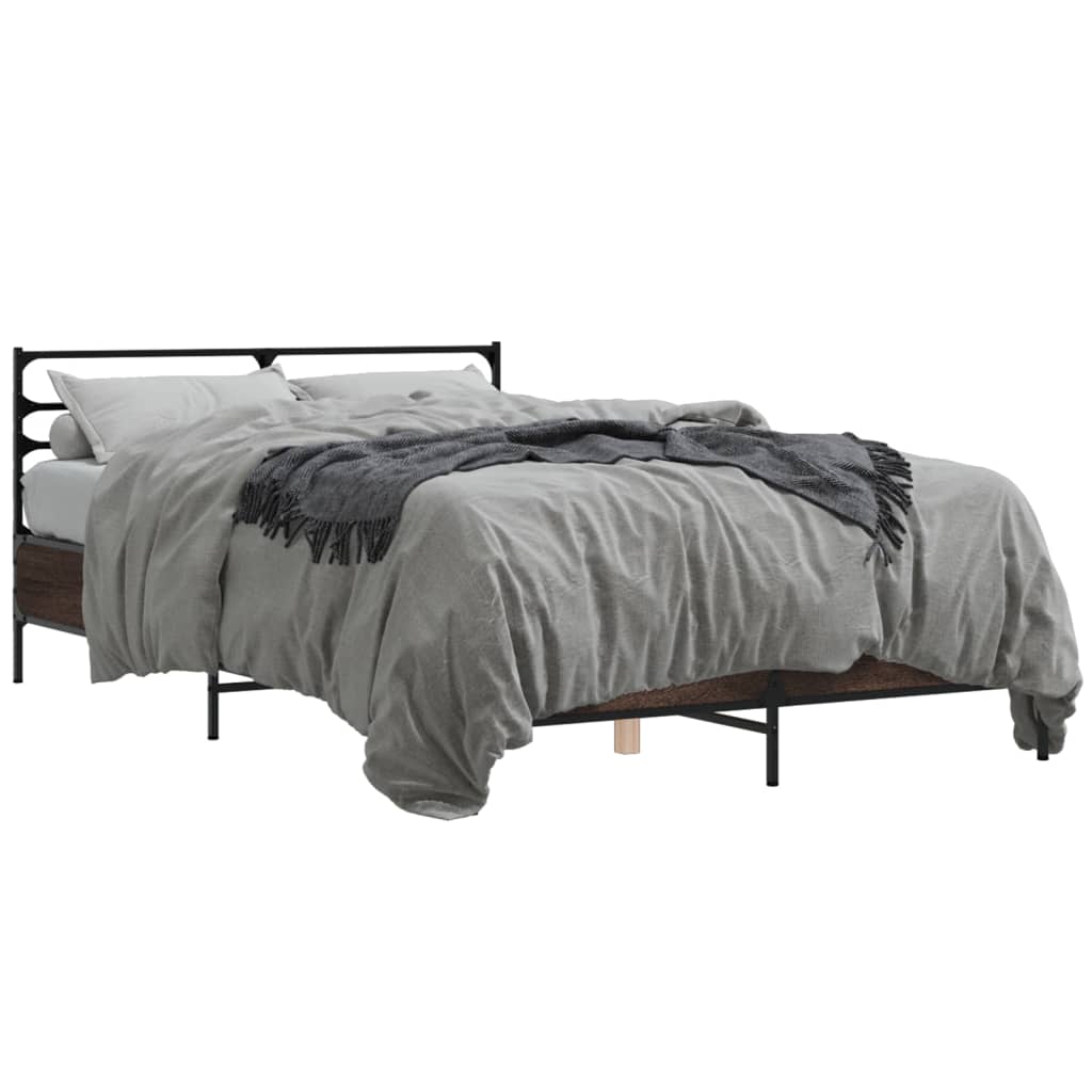 vidaXL Bed Frame without Mattress Brown Oak 135x190 cm Double