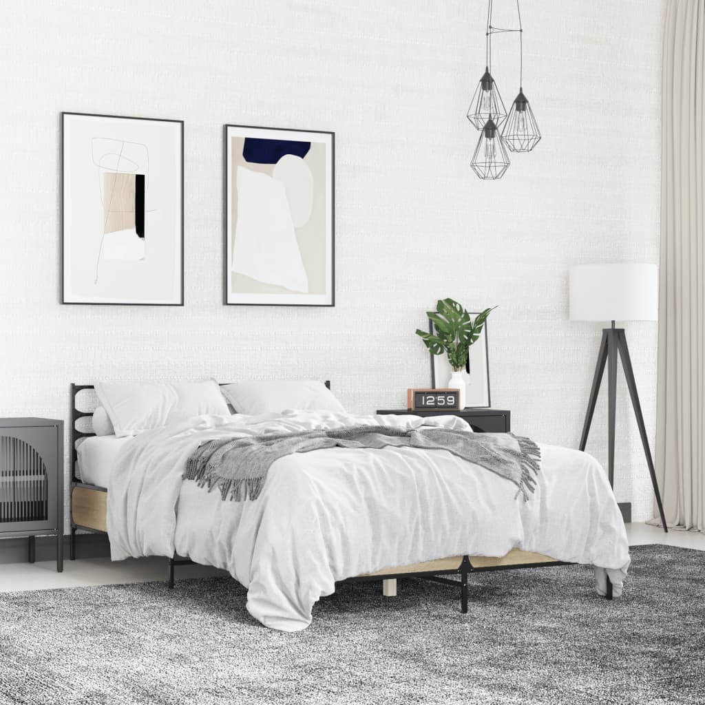Bed Frame without Mattress Sonoma Oak 140x190 cm