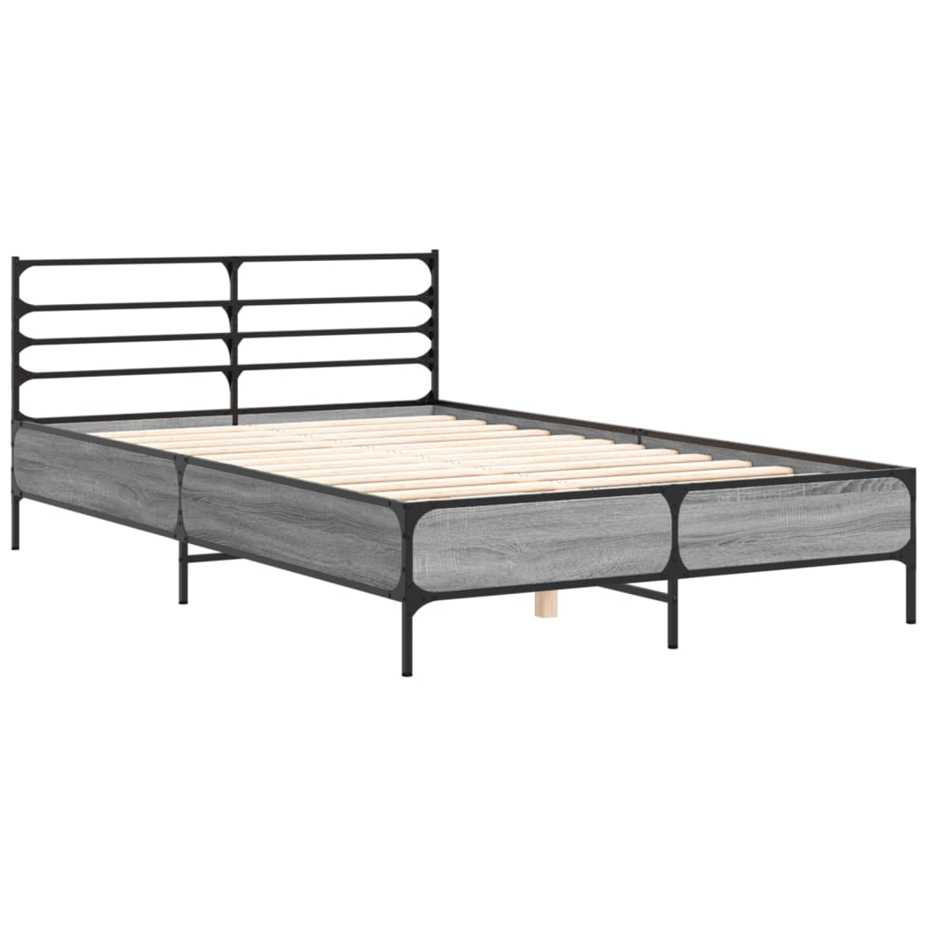 vidaXL Bed Frame without Mattress Grey Sonoma 140x190 cm