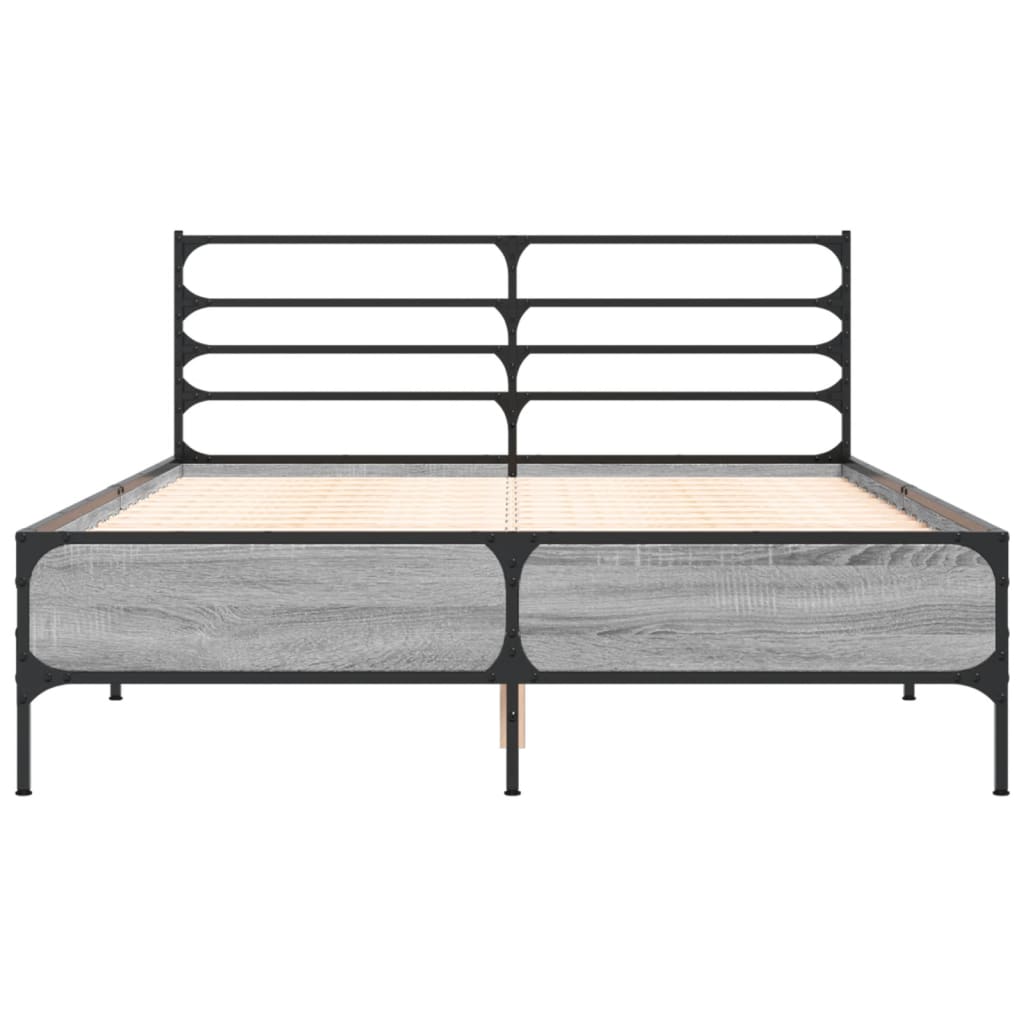 vidaXL Bed Frame without Mattress Grey Sonoma 140x190 cm