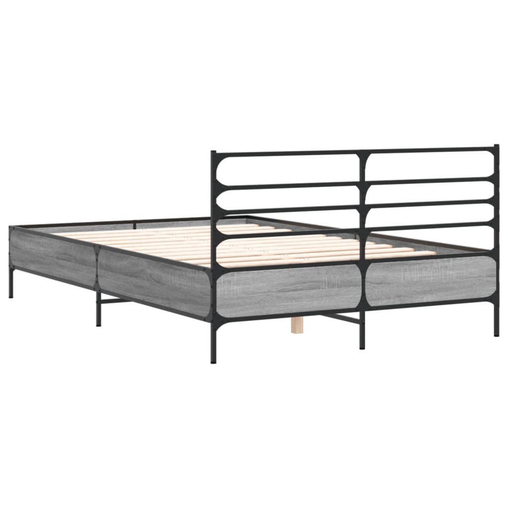 vidaXL Bed Frame without Mattress Grey Sonoma 140x190 cm