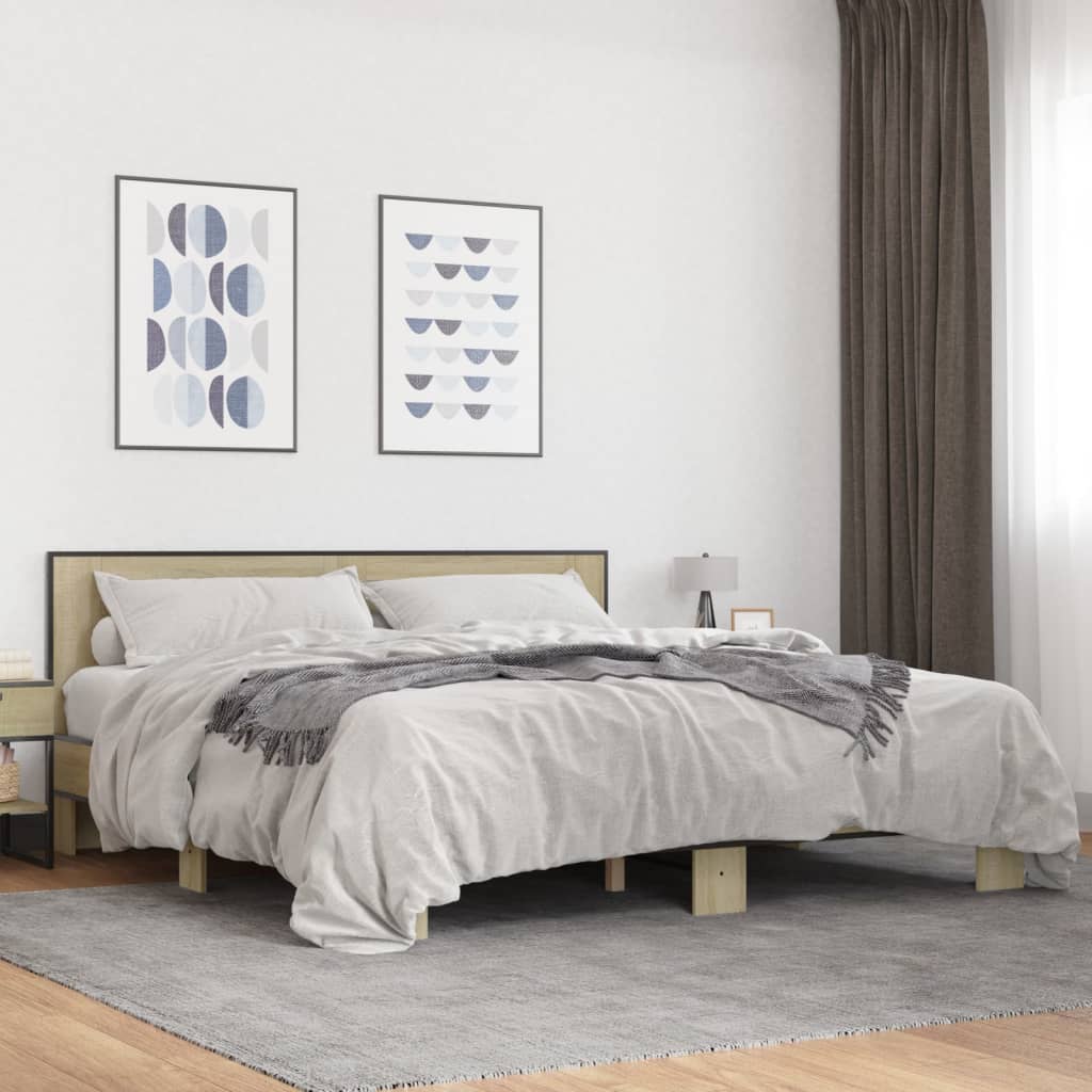 vidaXL Bed Frame without Mattress Sonoma Oak 200x200 cm