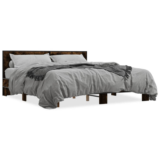 vidaXL Bed Frame without Mattress Smoked Oak 200x200 cm