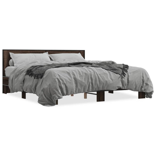 vidaXL Bed Frame without Mattress Brown Oak 200x200 cm