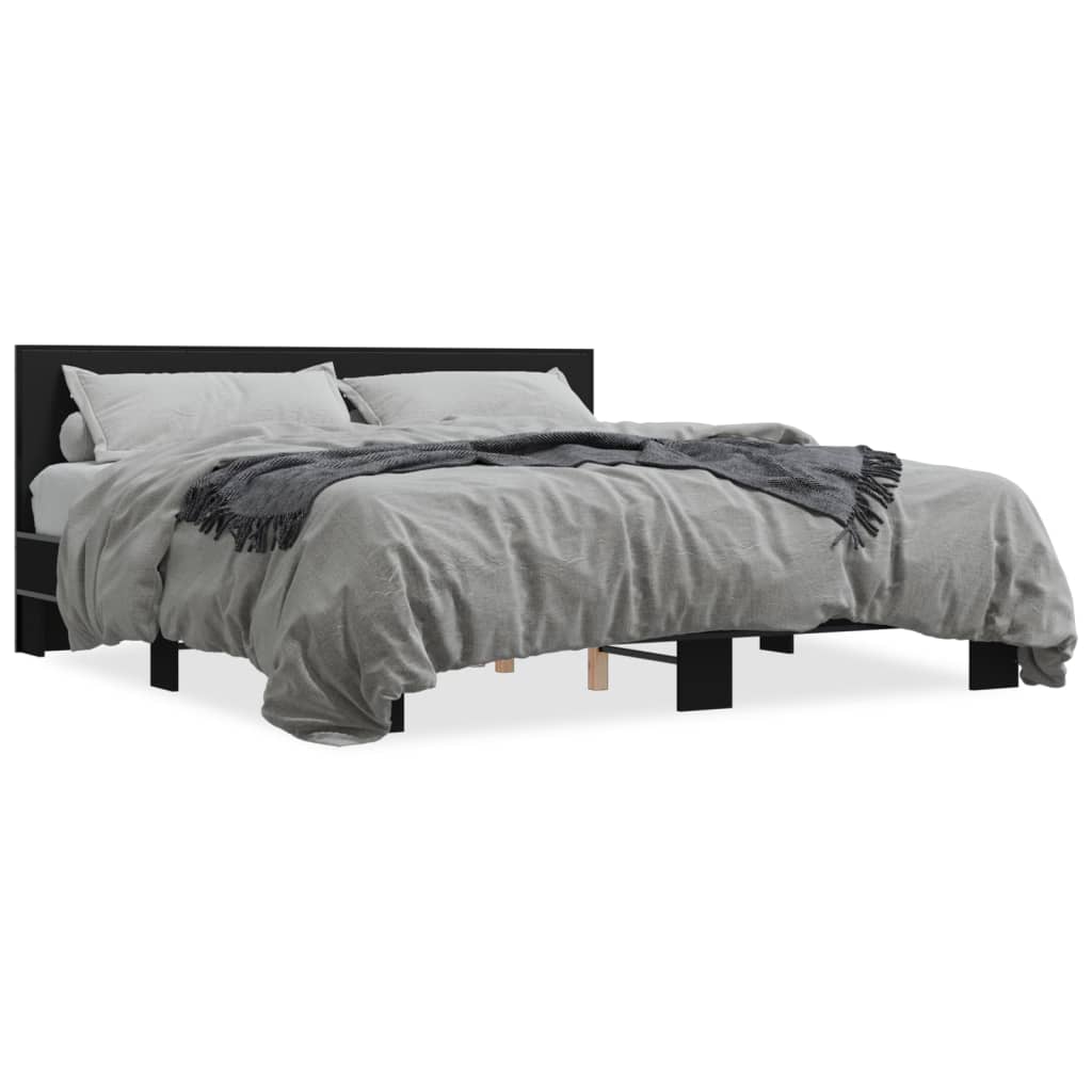 Bed Frame without Mattress Black 180x200 cm Super King