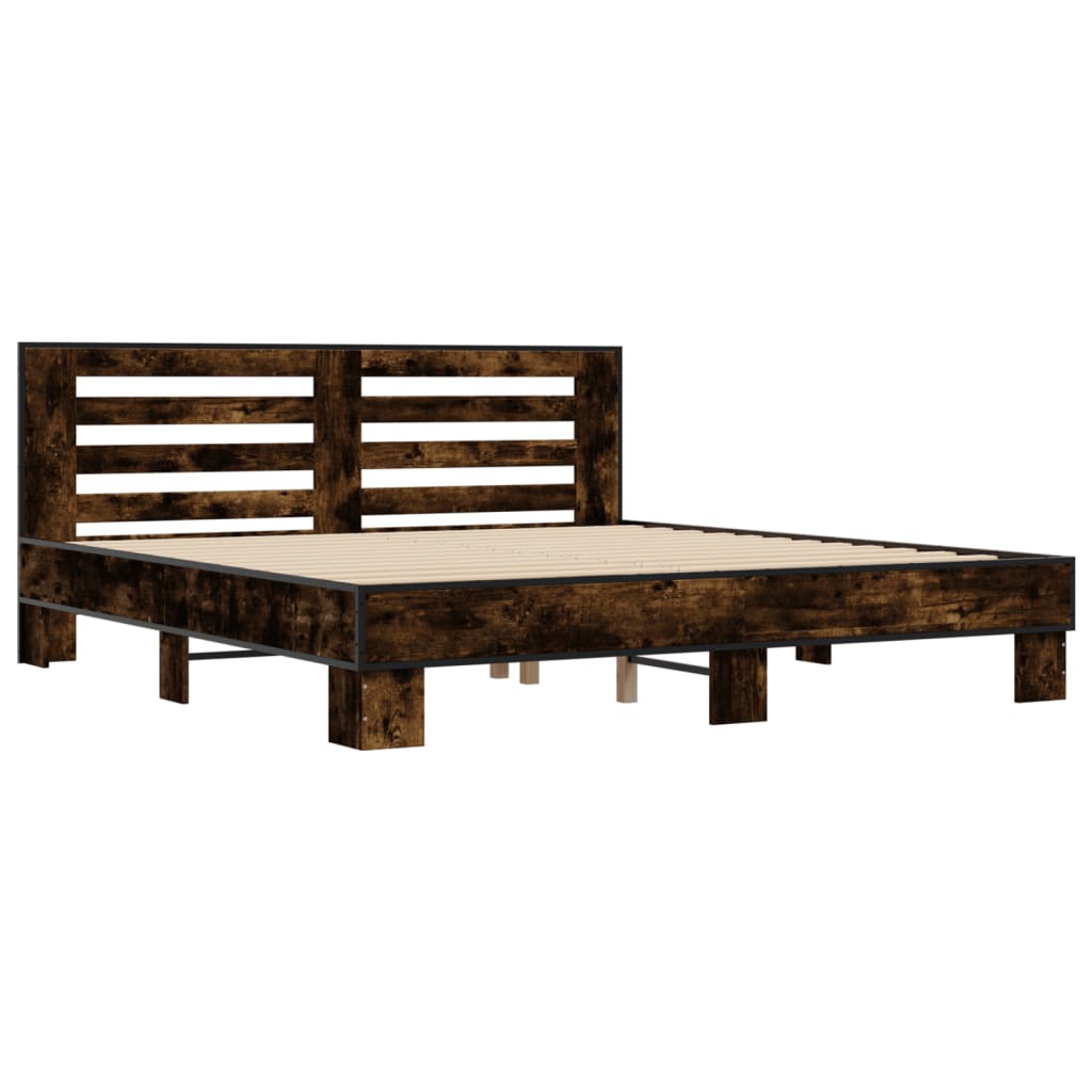 vidaXL Bed Frame without Mattress Smoked Oak 180x200 cm Super King