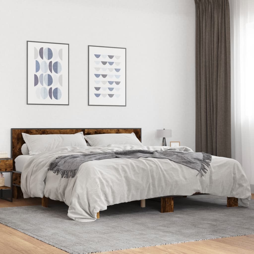 vidaXL Bed Frame without Mattress Smoked Oak 180x200 cm Super King