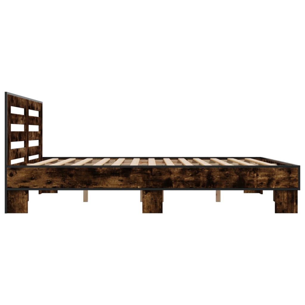 vidaXL Bed Frame without Mattress Smoked Oak 180x200 cm Super King