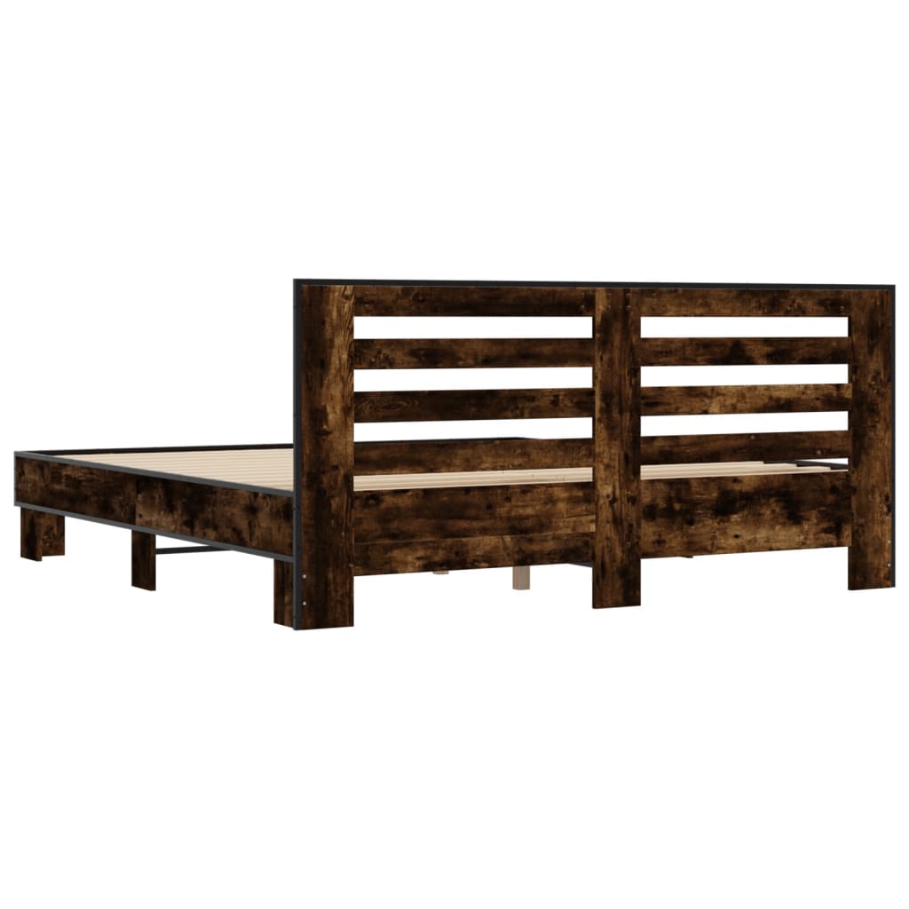 vidaXL Bed Frame without Mattress Smoked Oak 180x200 cm Super King