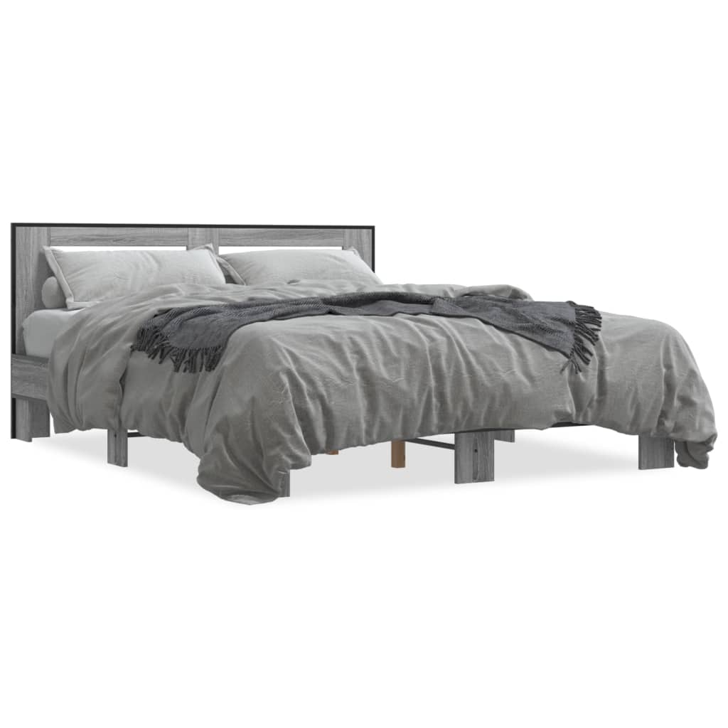 vidaXL Bed Frame without Mattress Grey Sonoma 160x200 cm