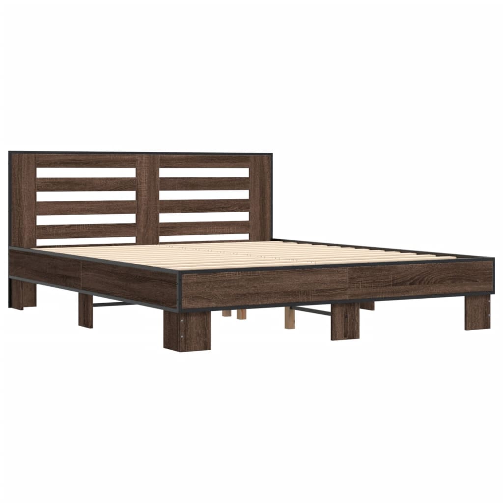 vidaXL Bed Frame without Mattress Brown Oak 160x200 cm