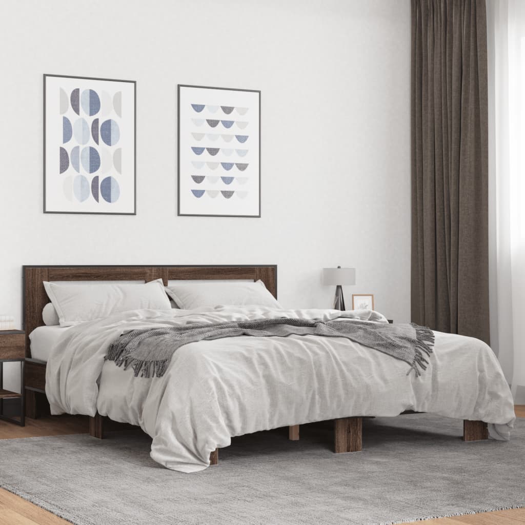 vidaXL Bed Frame without Mattress Brown Oak 160x200 cm