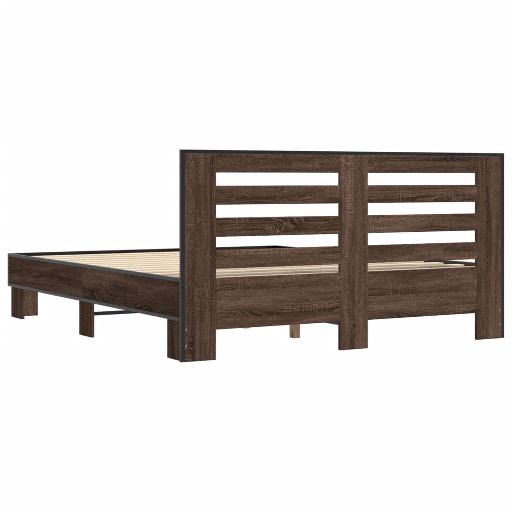 vidaXL Bed Frame without Mattress Brown Oak 160x200 cm