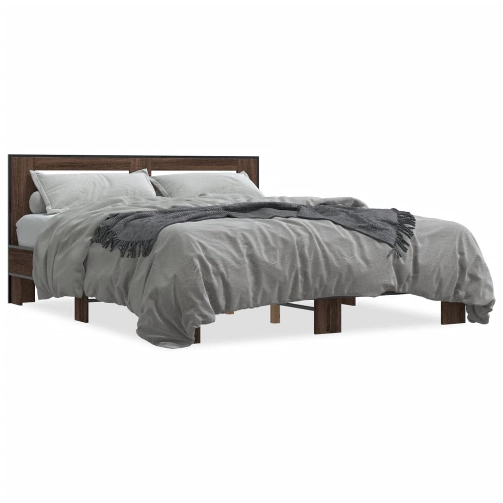 vidaXL Bed Frame without Mattress Brown Oak 160x200 cm