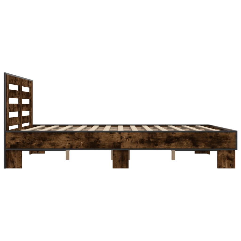 vidaXL Bed Frame without Mattress Smoked Oak 150x200 cm King Size