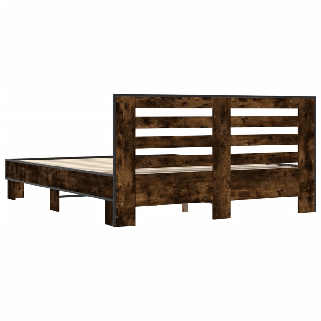 vidaXL Bed Frame without Mattress Smoked Oak 150x200 cm King Size