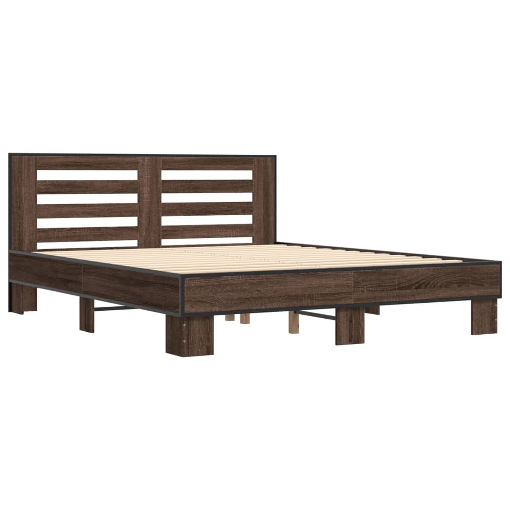 vidaXL Bed Frame without Mattress Brown Oak 150x200 cm King Size