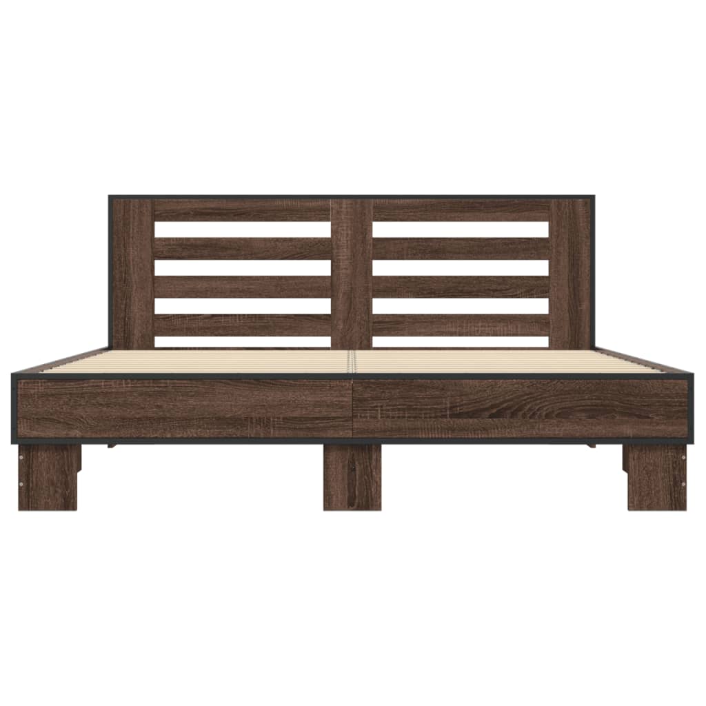 vidaXL Bed Frame without Mattress Brown Oak 150x200 cm King Size