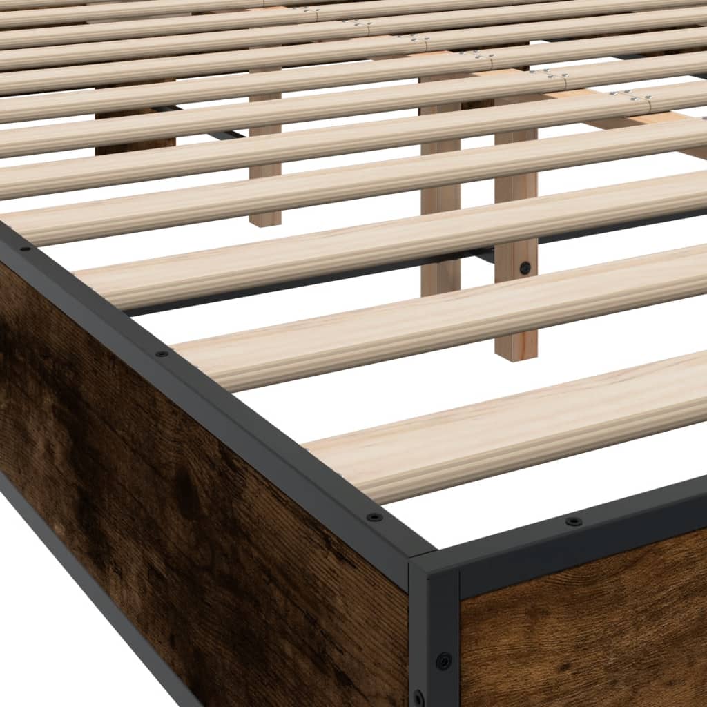 vidaXL Bed Frame without Mattress Smoked Oak 140x200 cm