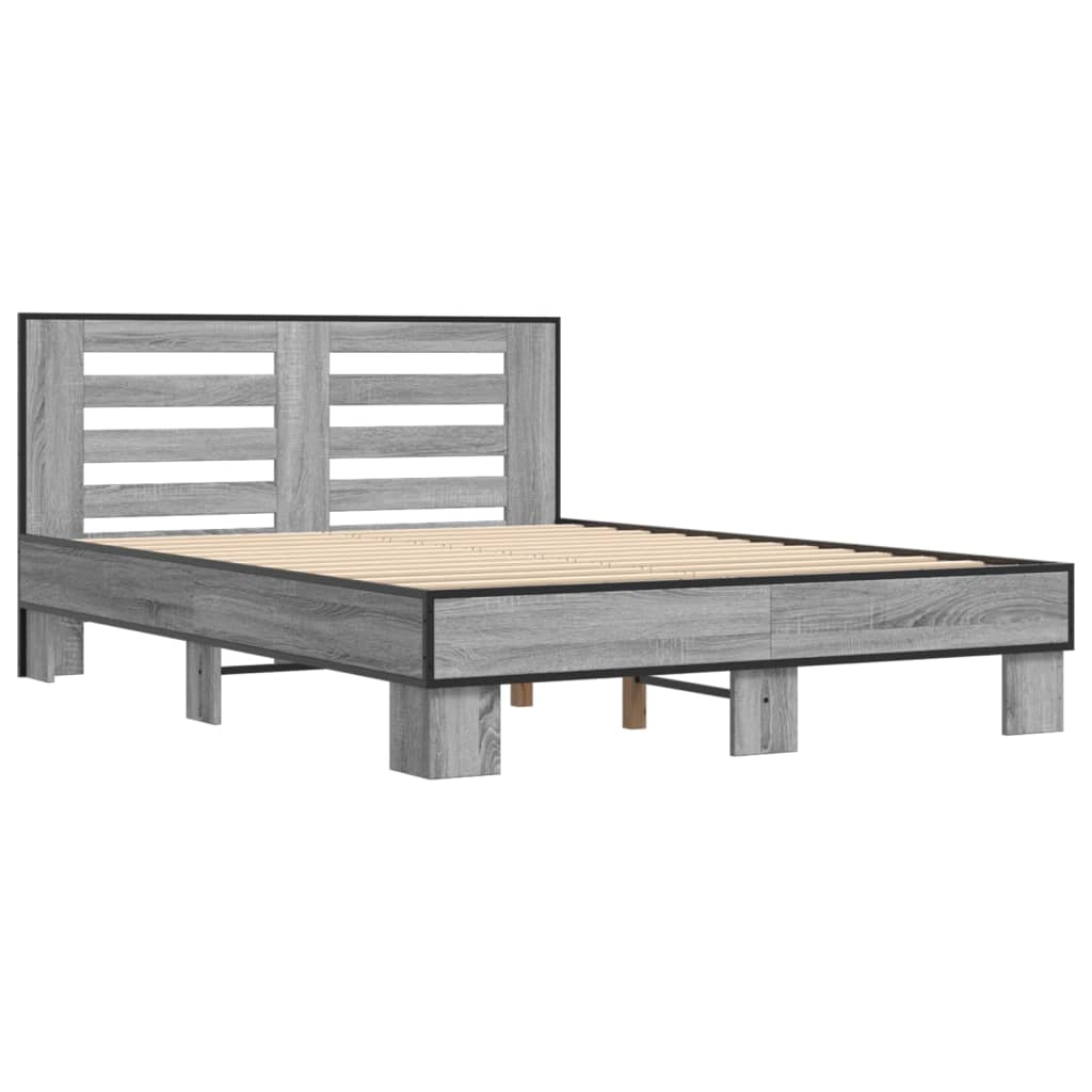 vidaXL Bed Frame without Mattress Grey Sonoma 140x200 cm