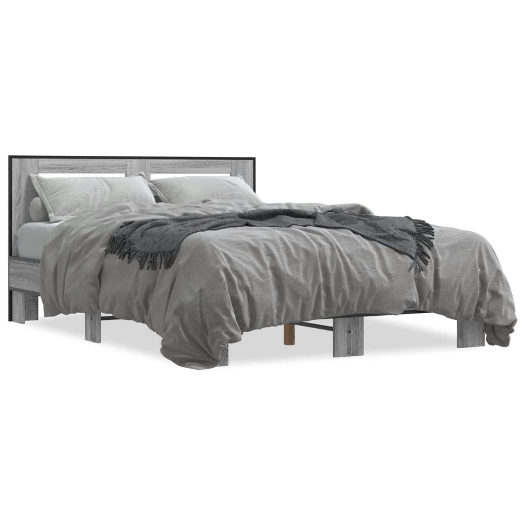 vidaXL Bed Frame without Mattress Grey Sonoma 140x200 cm